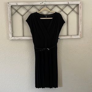 Super flattering black full pleated skirt dress